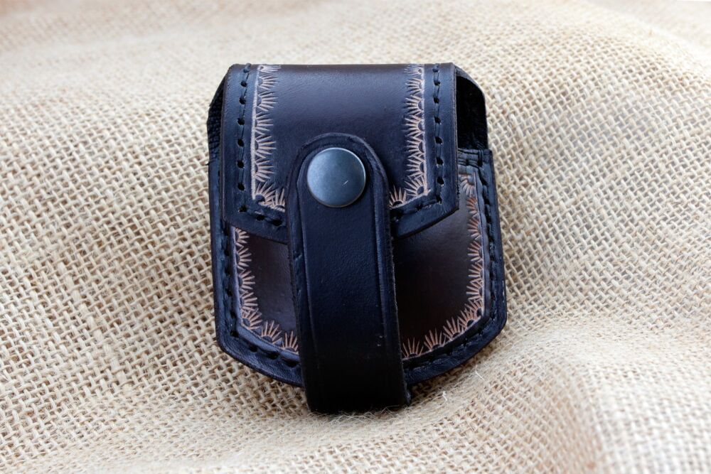 Handmade Black Leather Pocket Watch Pouch