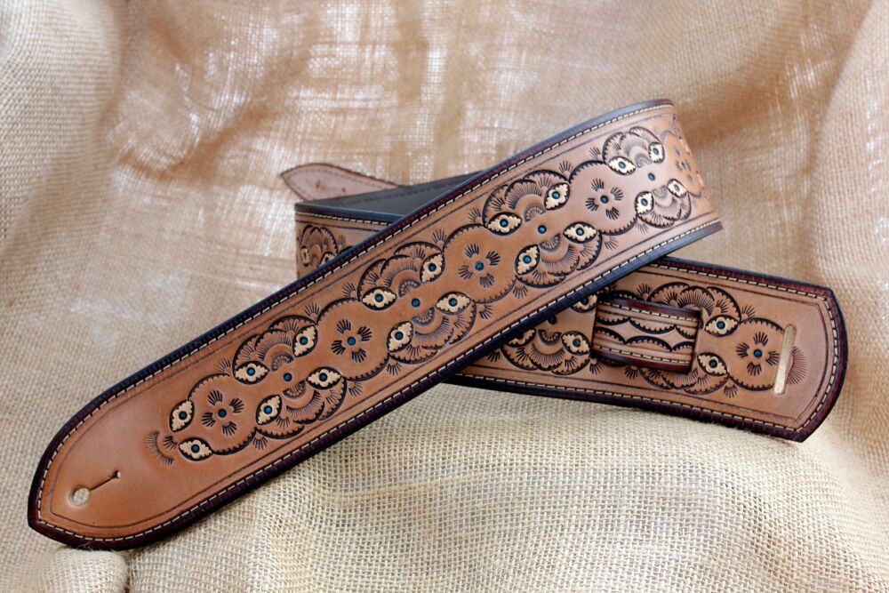 Handmade Leather Tooled Guitar Strap