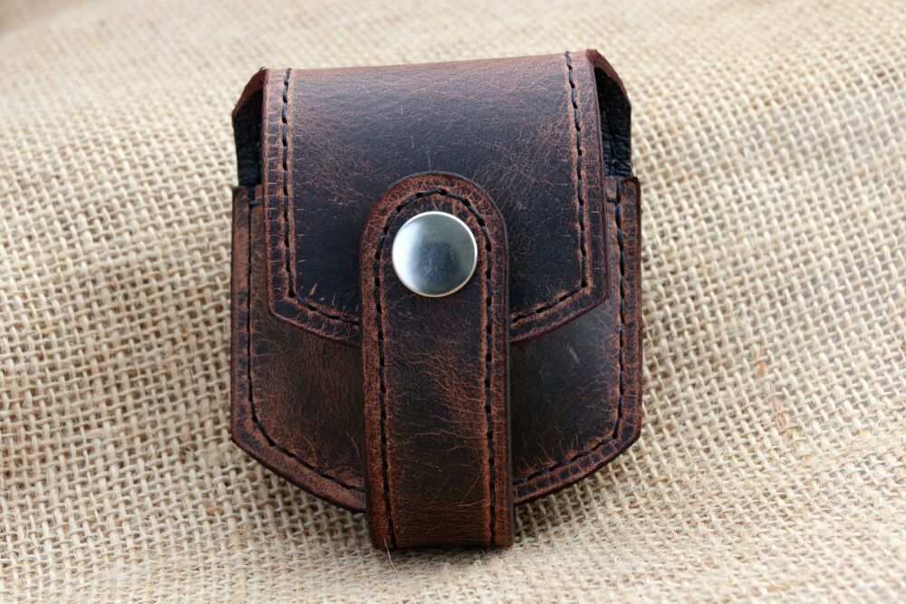 Handmade Brown Buffalo Leather Pocket Watch Pouch