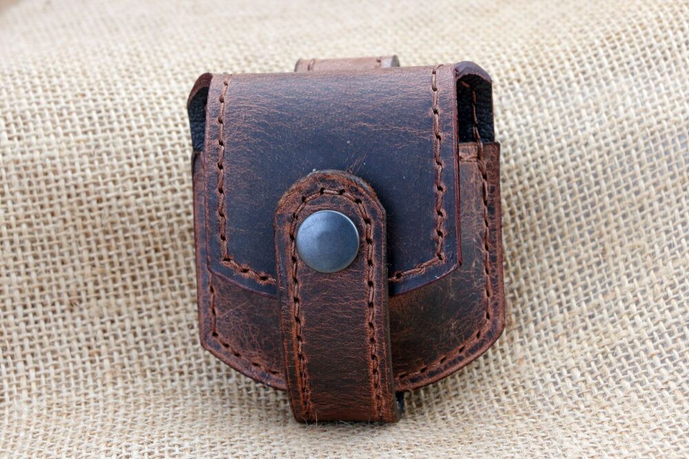 Handmade Brown Buffalo Leather Pocket Watch Pouch