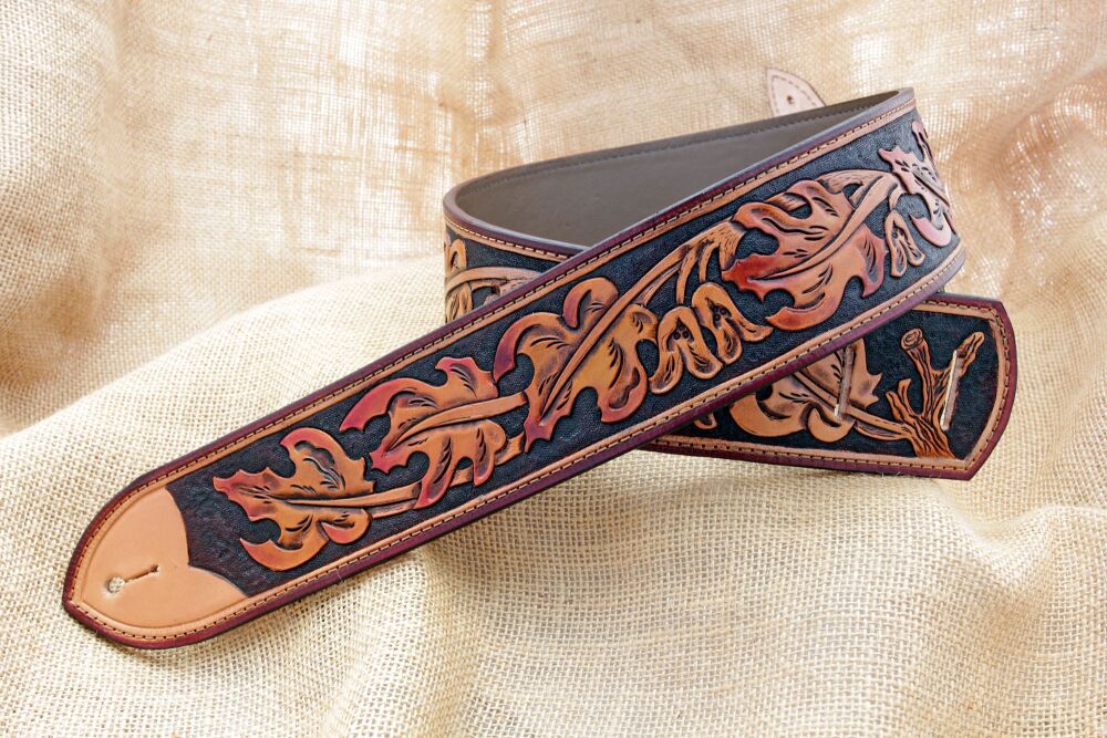 Handmade Leather Autumn Leaf Guitar Strap