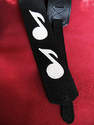 Handmade black leather Guitar Strap with Musical Note Detail