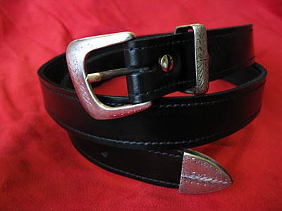 Handmade black leather belt