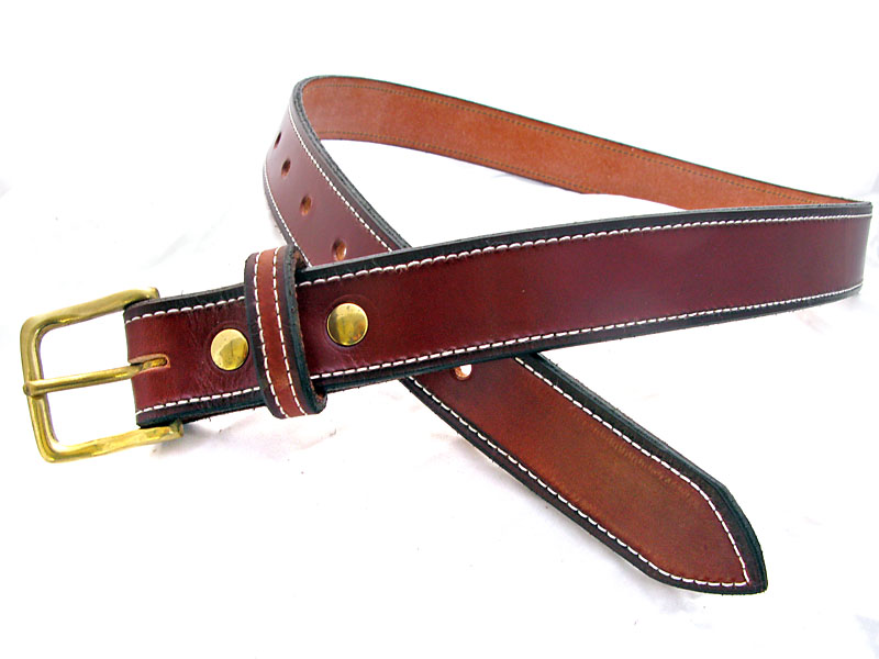 Handmade Brown Stitched Leather Belt
