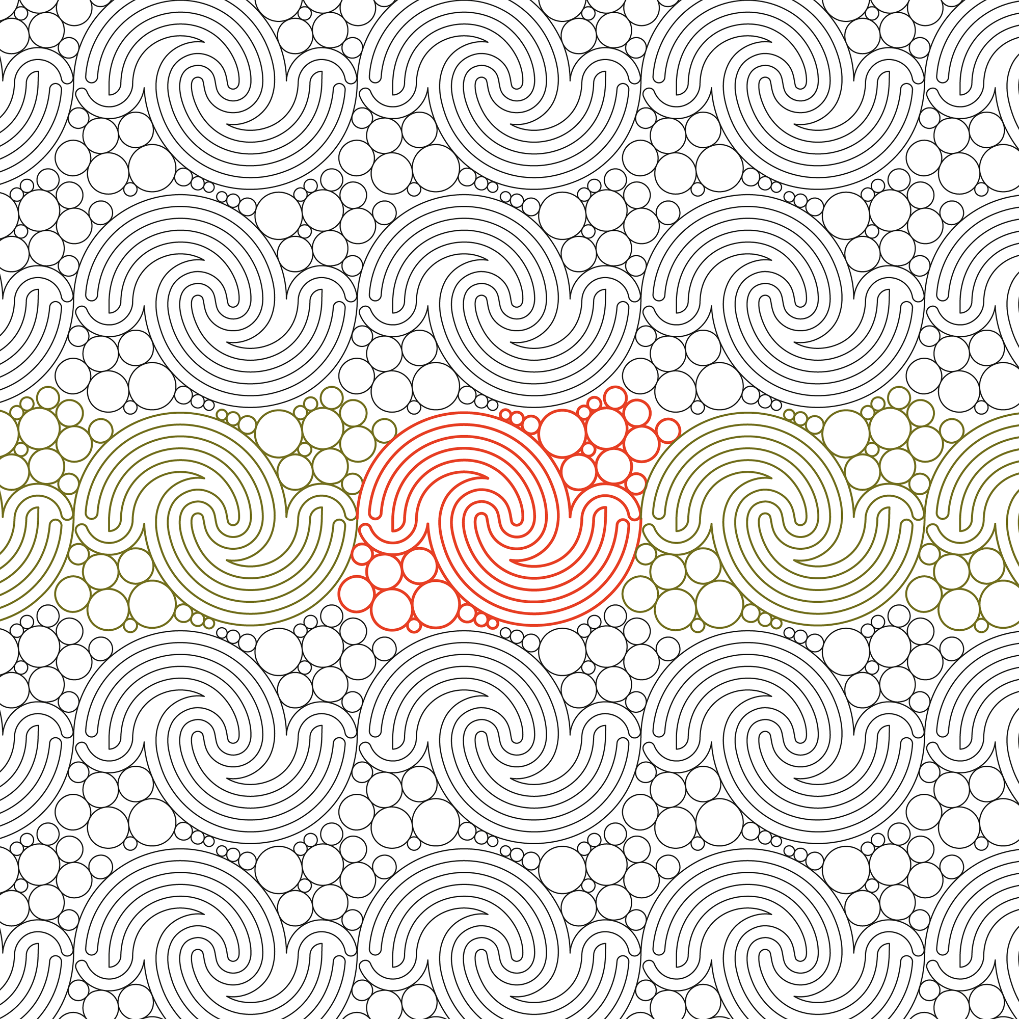 Crest of a Wave  with Bubbles Longarm Pantograph