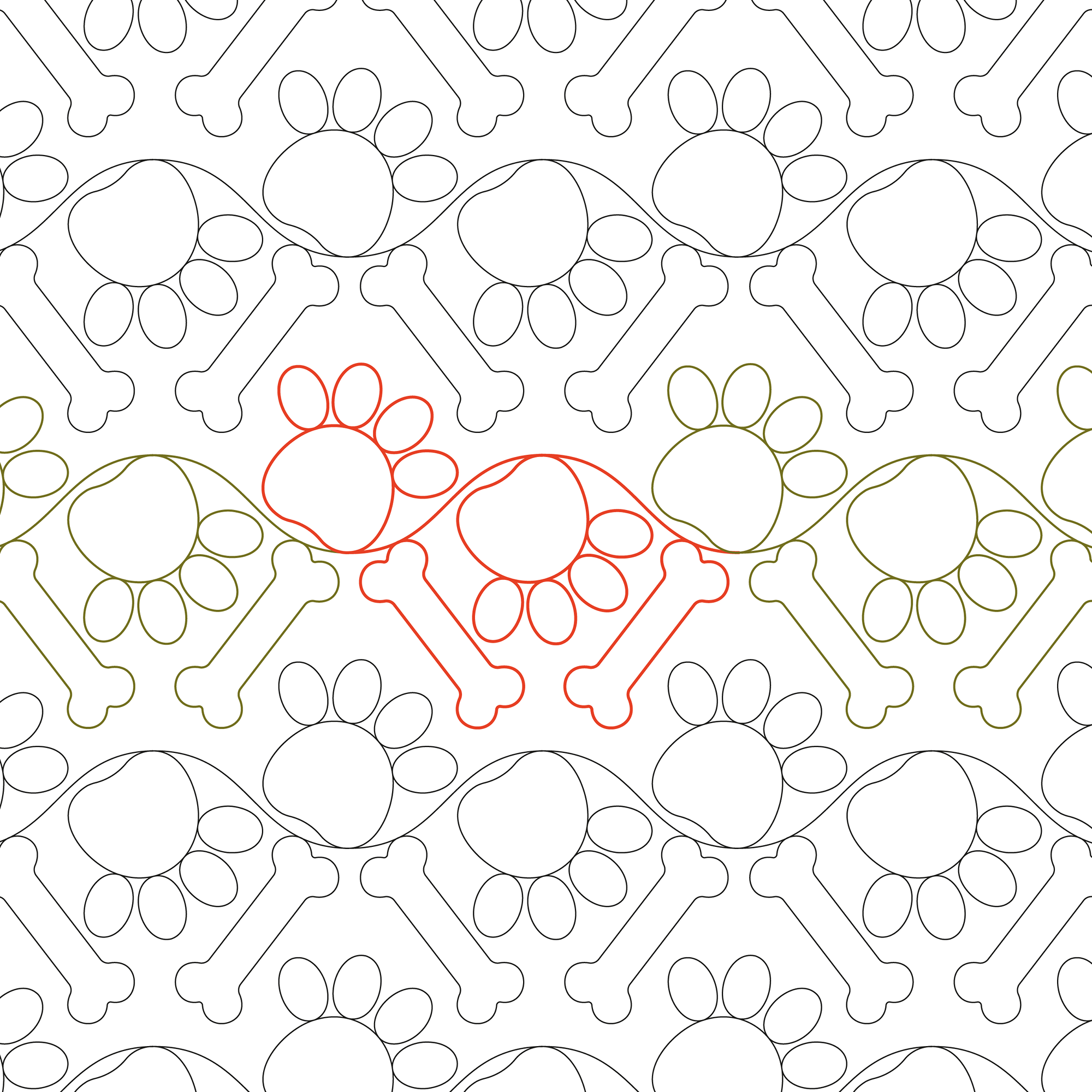 Dog Paws and Bones Longarm Pantograph