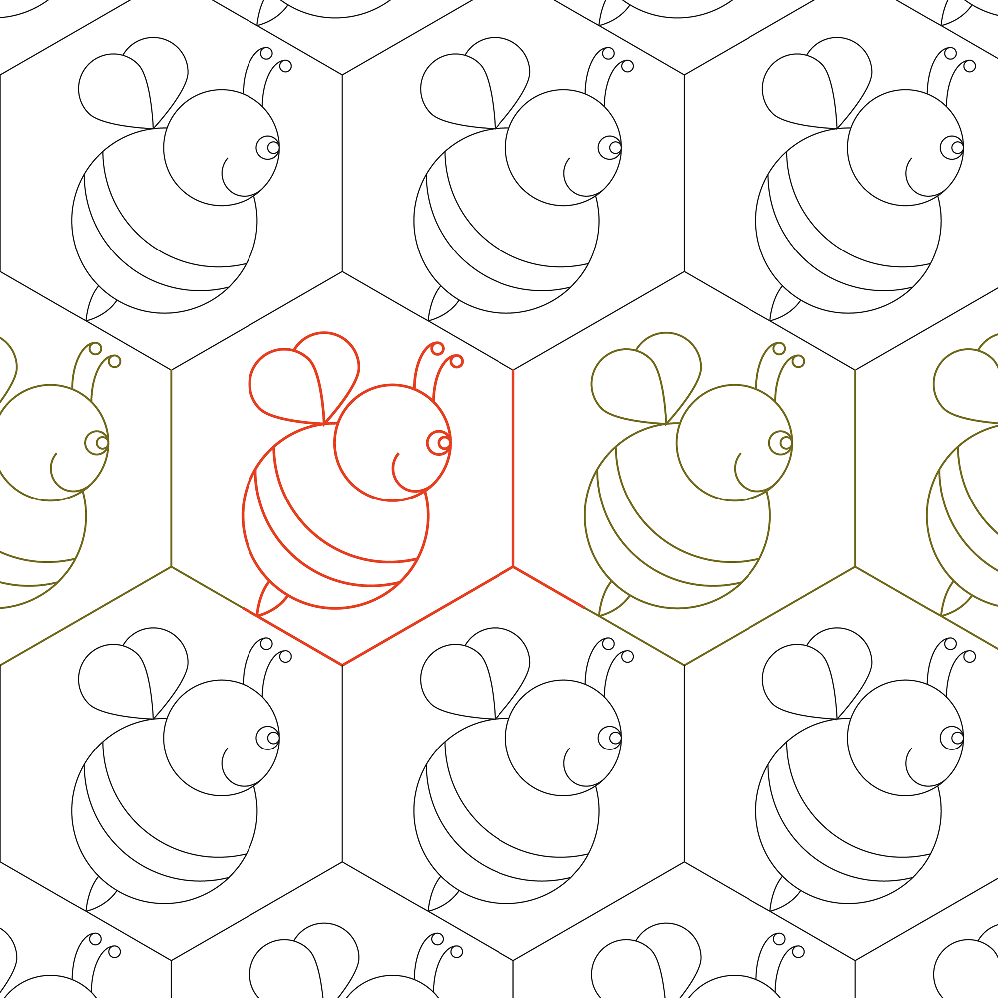 Happy Hex Bee Longarm Pantograph