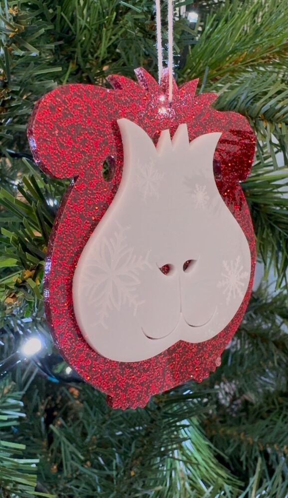 N1 - Poppy - 3D Laser Cut & Engraved Acrylic Guinea Pig Christmas Ornament