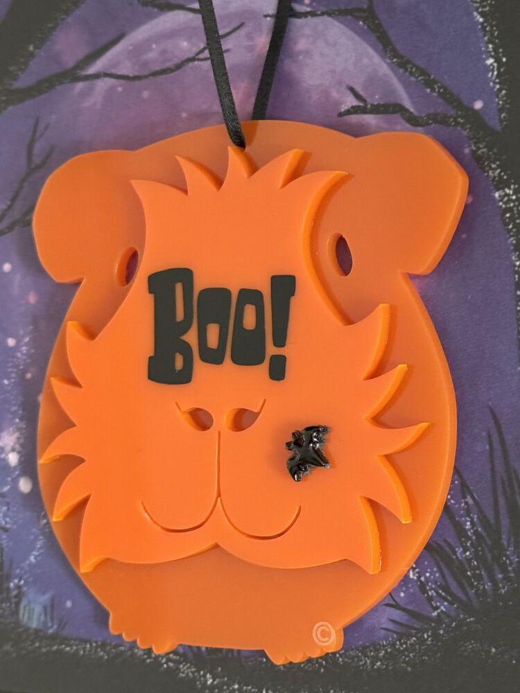 L2 - Pumpkin Pie - 3D Laser Cut Guinea Pig Halloween Ornament