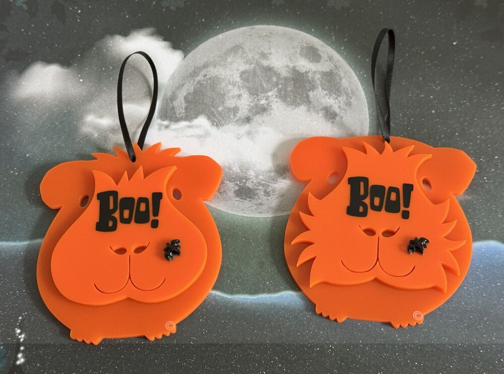 L3 - Pumpkin Spice & Pumpkin Pie - Pair Of 3D Laser Cut Guinea Pig Halloween Ornaments
