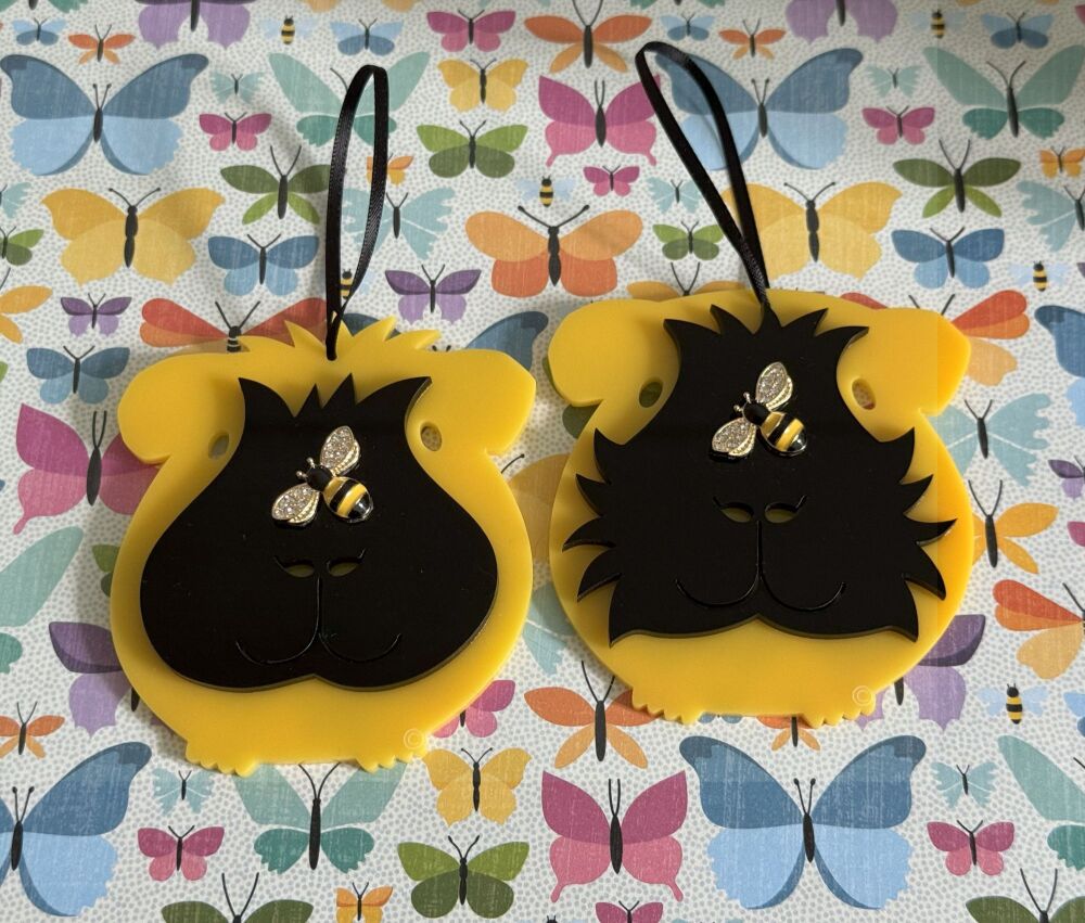 C3 - Suvi & Melissa - Pair Of 3D Laser Cut Guinea Pig Summer Ornaments