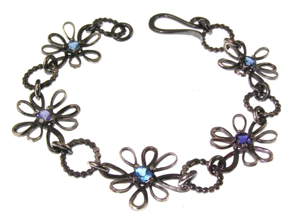 Silver flower bracelet