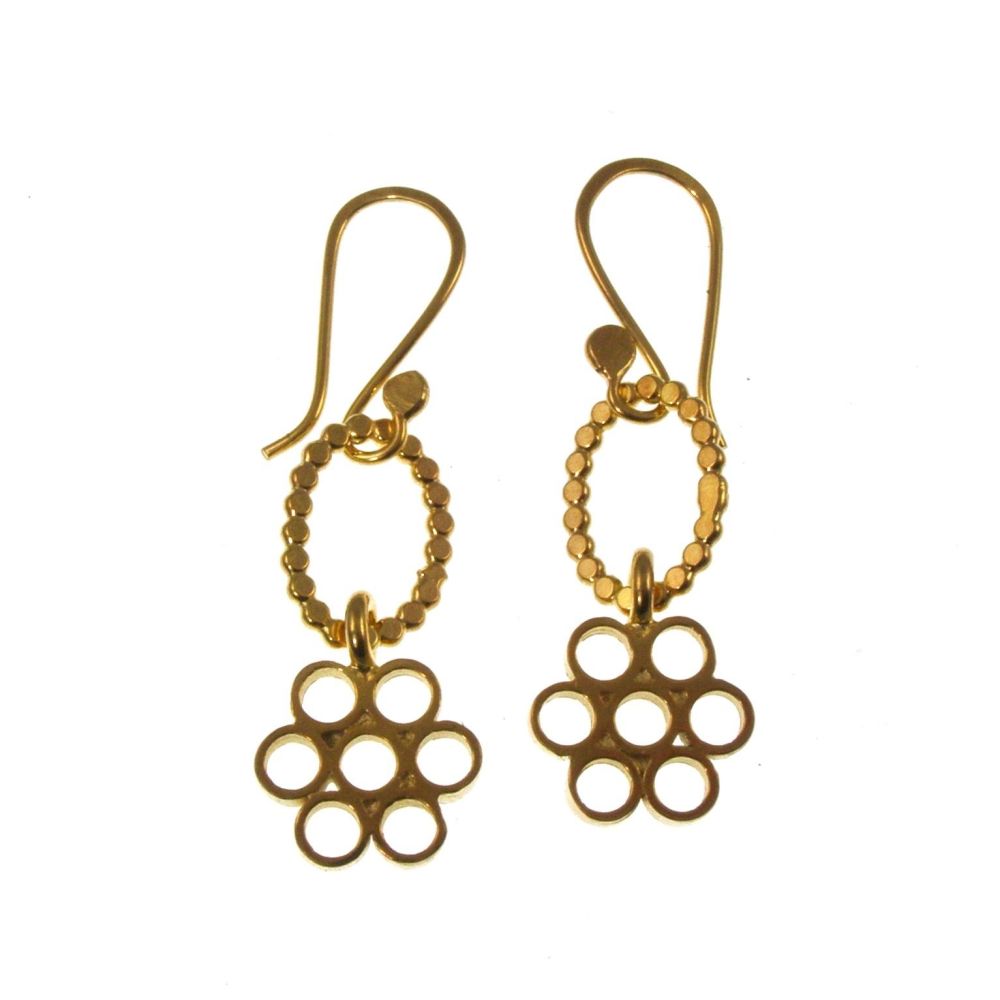 Gold flower block earrings