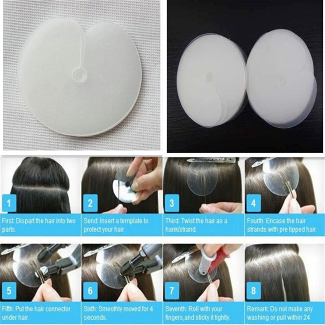 Clear Heat Protector Shields For Fusion Keratin Hair Extensions pack of 100
