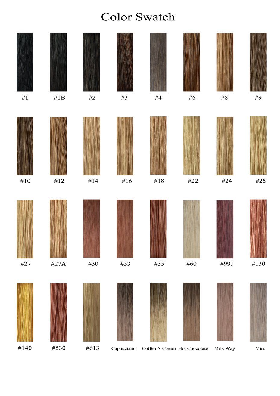 SLAVIC Russian Hair Extensions Colour Chart