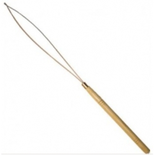 Wooden thread needle for micro loop hair extensions