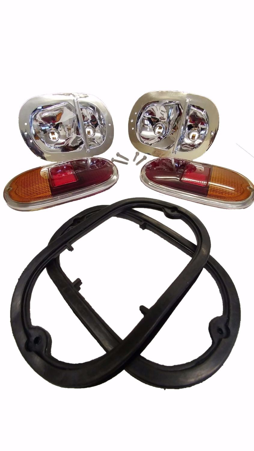 Complete Rear Lights, Top Quality, Pair 62-71.   211-945-237BQKIT