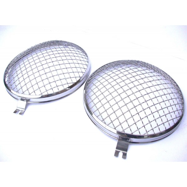 Vintage Style Headlight Grilles, Pair, Stainless >67