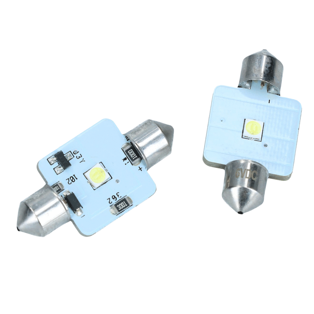 Semaphore Bulbs 6 Volt , LED Festoon Bulb 7mm Cap.    SCH42045