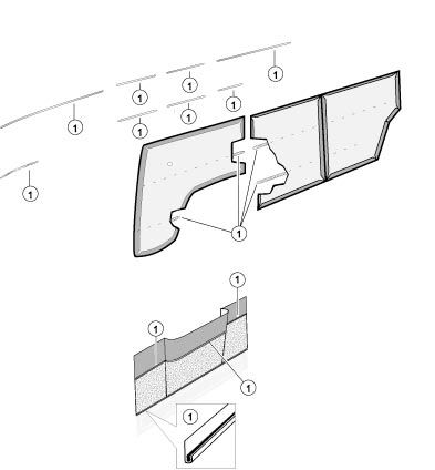 Door Panel Trim Kit, Fits Bulkhead Mar '61-62, 221-853-002