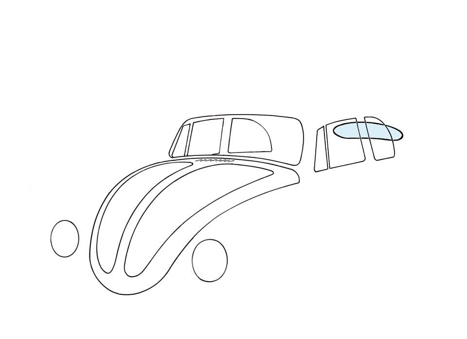 Rear Screen Glass 08/62-05/74 Convertible Beetle.  151-845-501D