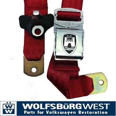 3-Point Seat Belt, Red, Chrome Buckle 50-79 ZVW20ACRRD