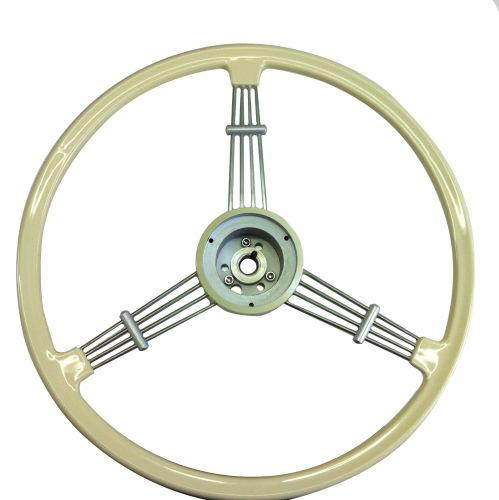 Flat 4 Banjo Steering Wheel, Ivory w/Boss, Top Quality 55-67