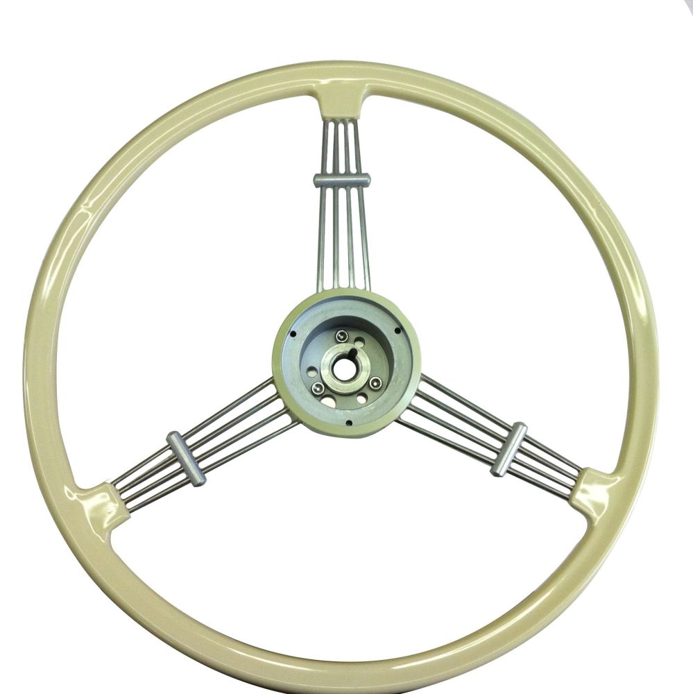 Banjo Steering Wheel, Ivory w/Boss, Top Quality 55-67.   AC400I235