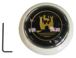 Steering Wheel Horn Push, Grey with Gold Crest 55-67.   211-951-301GG