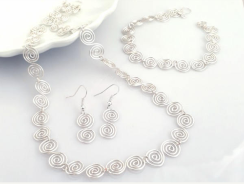 Celtic spiral Set Necklace Bracelet and Earrings