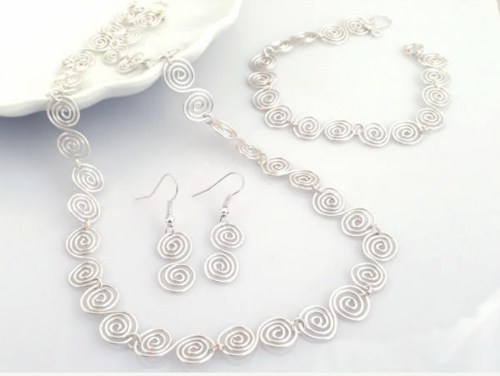 Celtic spiral Set Necklace Bracelet and Earrings