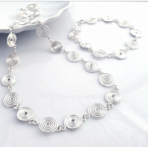 2 Open spiral Set Necklace and Bracelet