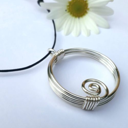 Triple Silver Circular Spiral Pendant