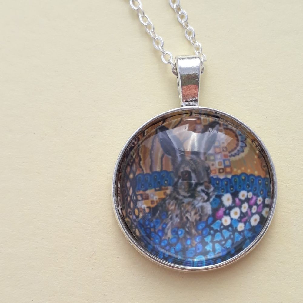 Hare art charm pendant or key ring