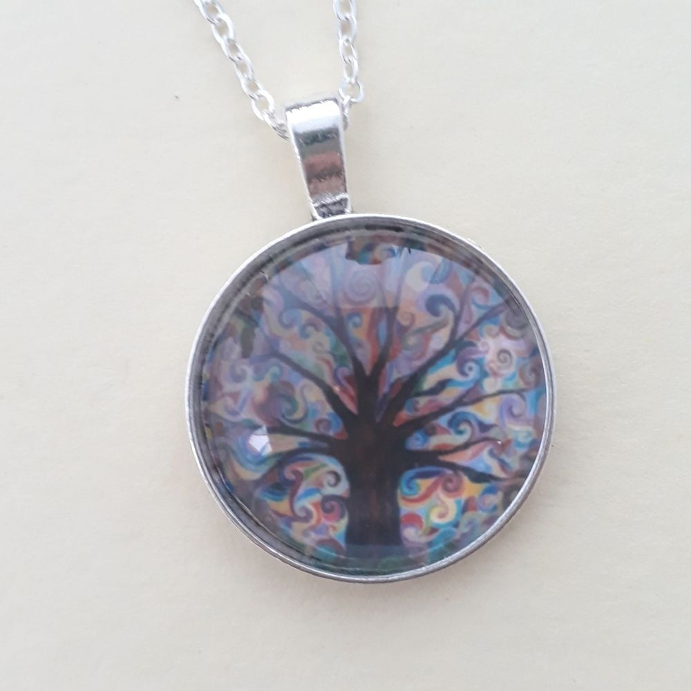 Groovy Tree of Life art charm pendant or keyring