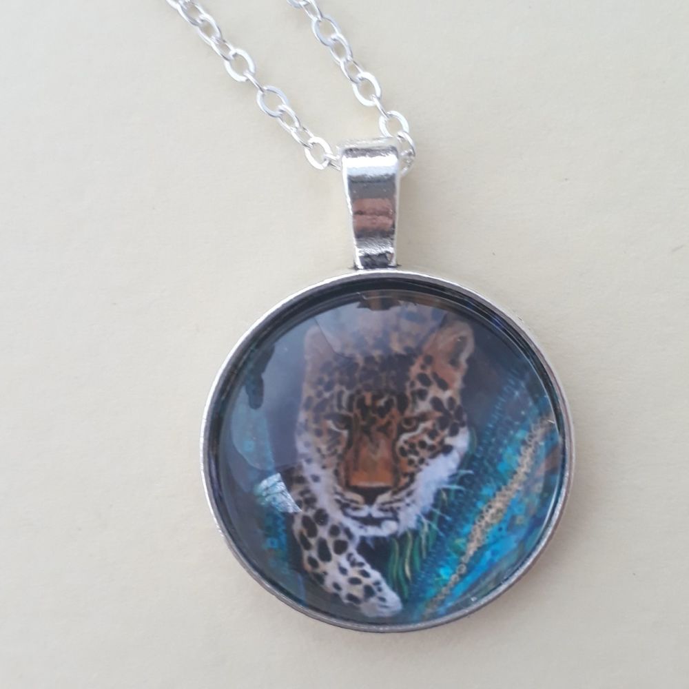 Leopard art charm pendant or keyring