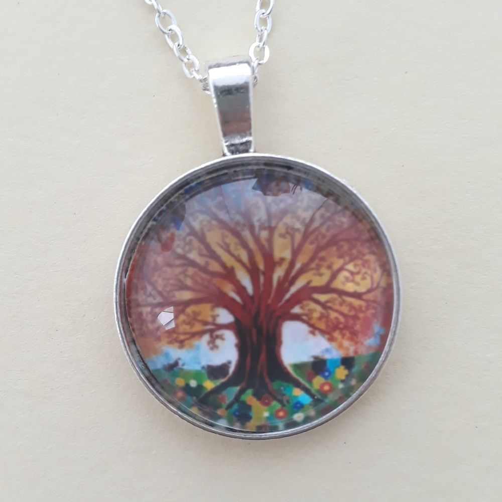 Insect Tree of Life art charm pendant or keyring