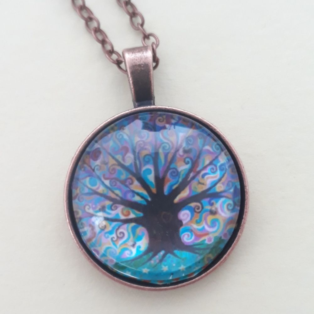 Lovers Tree of Life art charm pendant or keyring