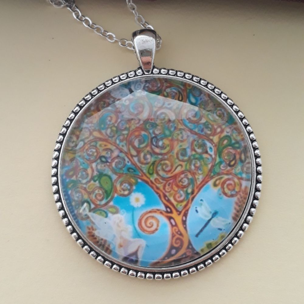 Fairy Tree of Life art charm pendant or keyring