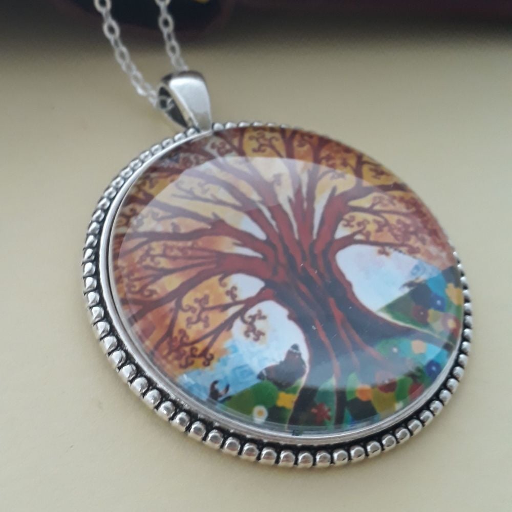 Insects Tree of Life art charm pendant or keyring