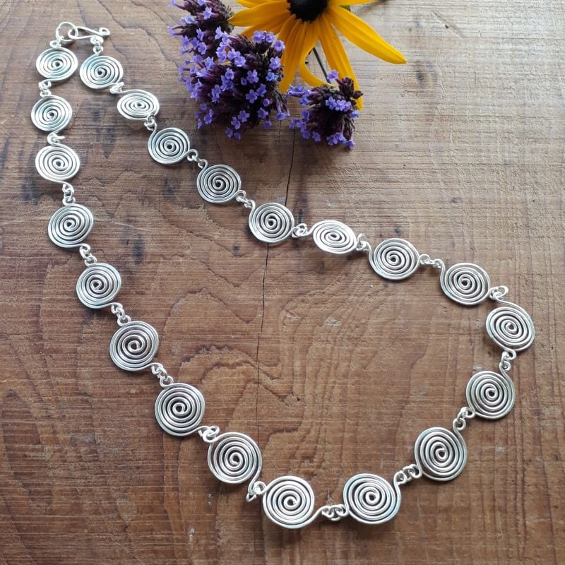 Silver spiral necklace, my version of a similar necklace Dr Alice Roberts wears