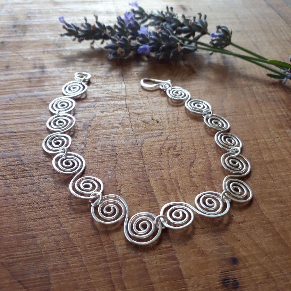 Celtic silver spirals bracelet