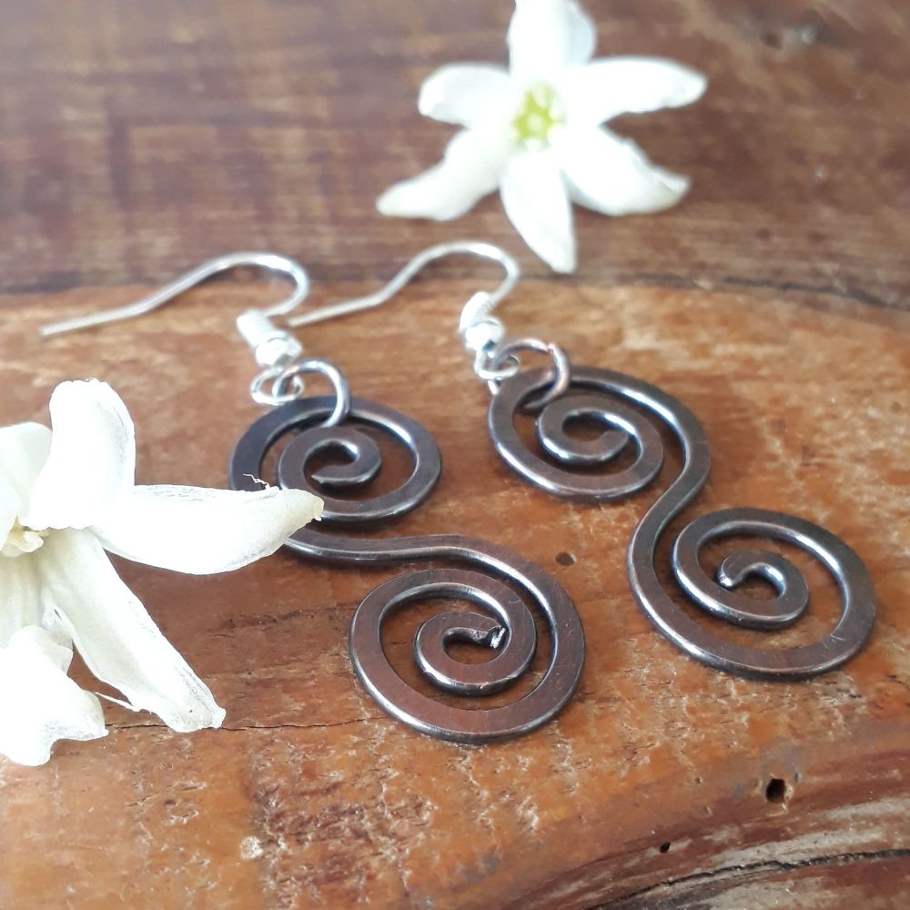 Celtic copper spiral earrings
