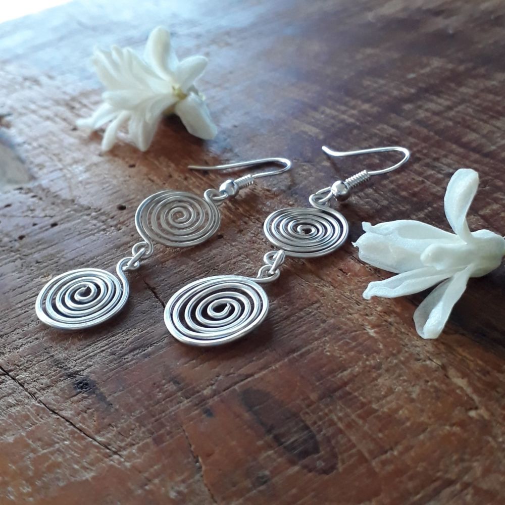 Double open spiral earrings