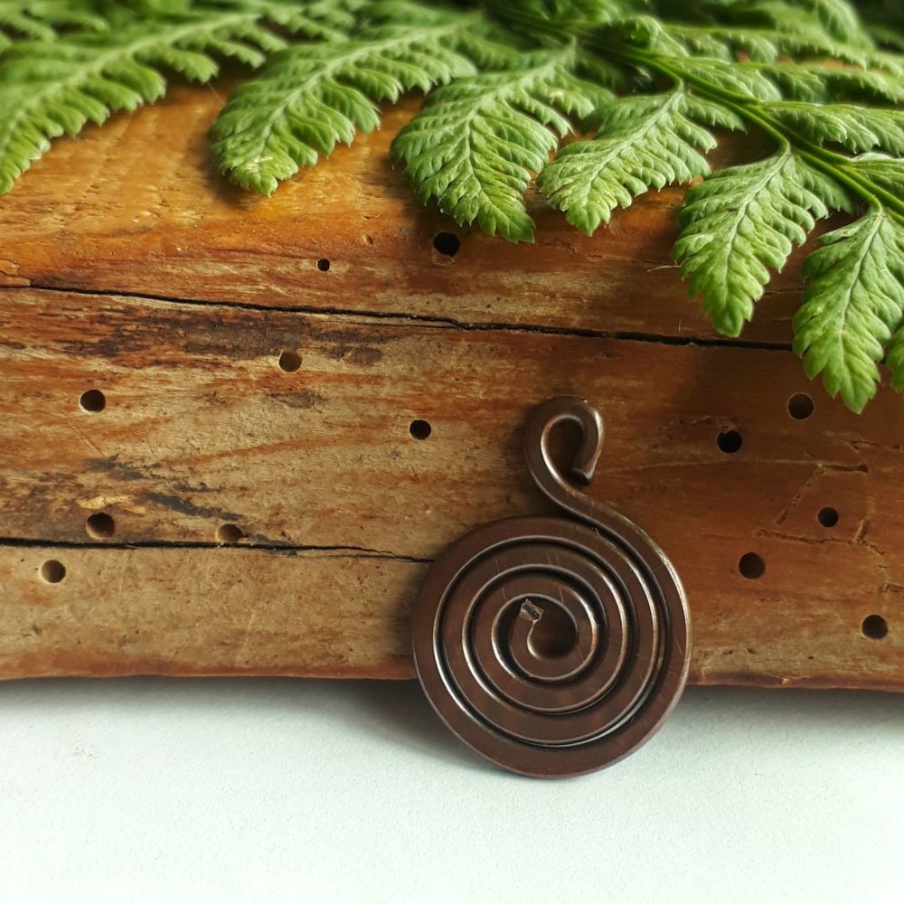 Celtic copper spiral pendant necklace