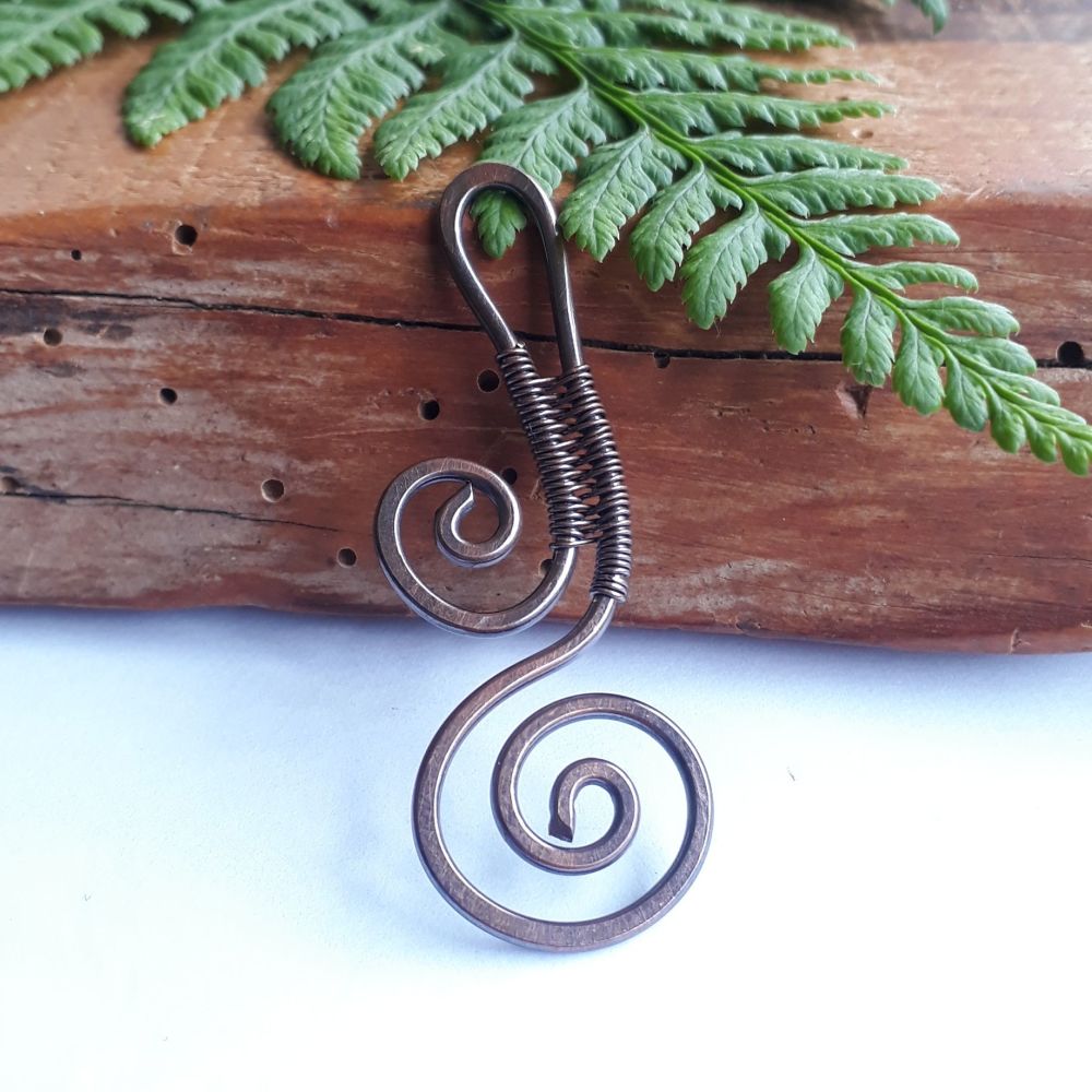 Copper Scroll Spiral Pendant
