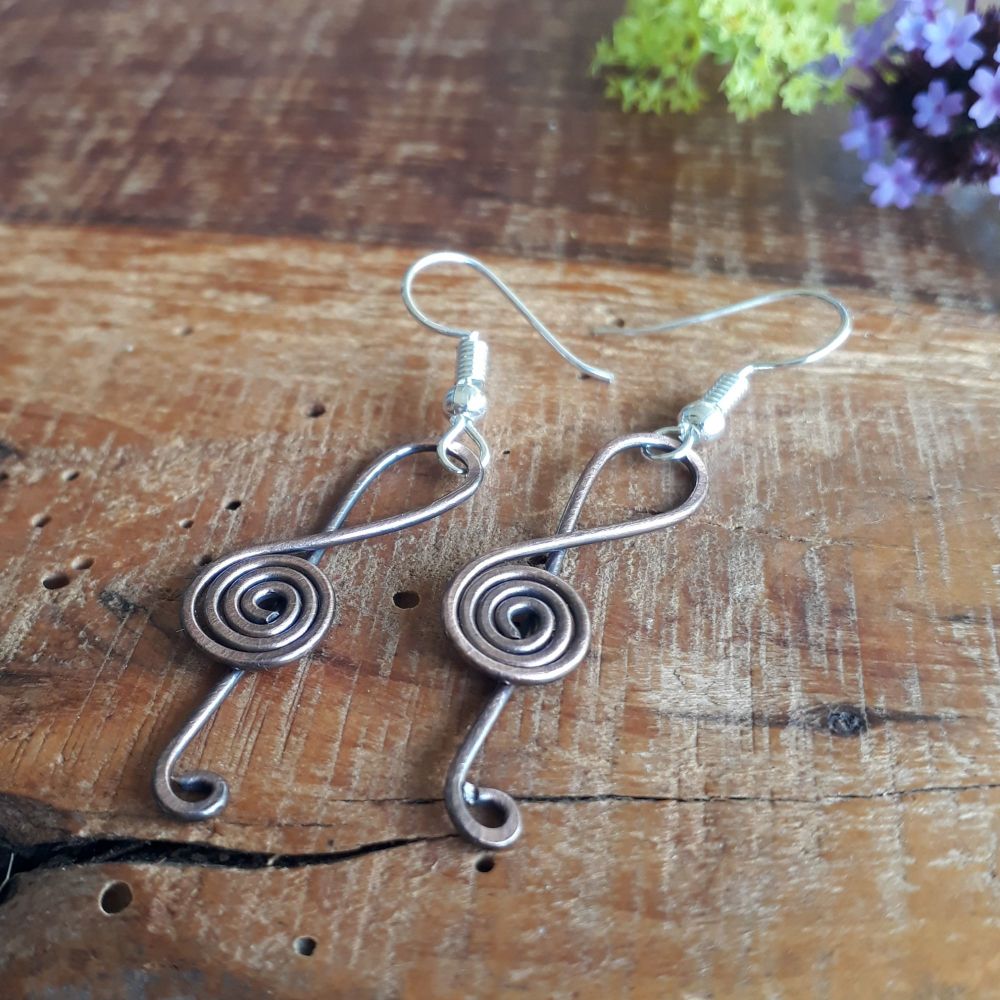 Copper Music Clef earrings