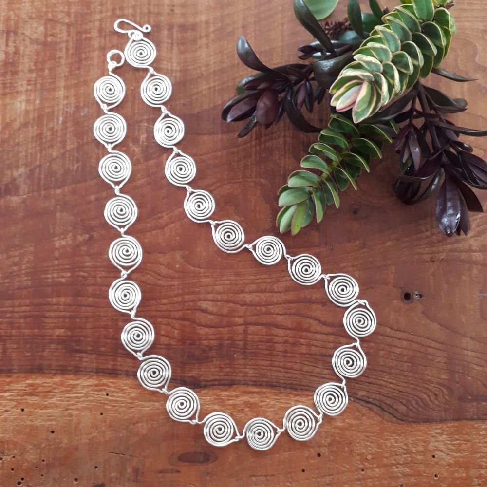 Leaf Silver Spiral necklace