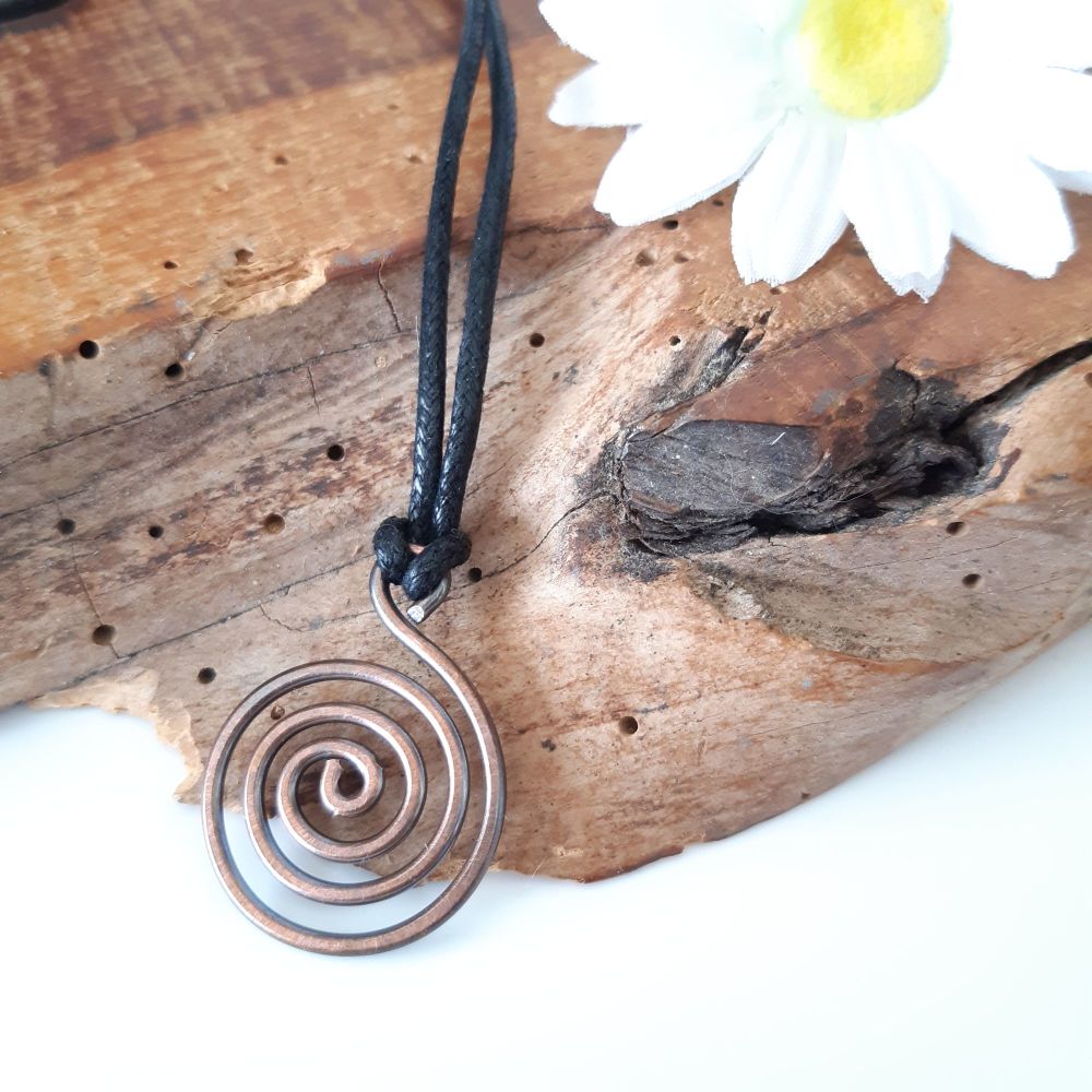 Celtic copper spiral pendant necklace