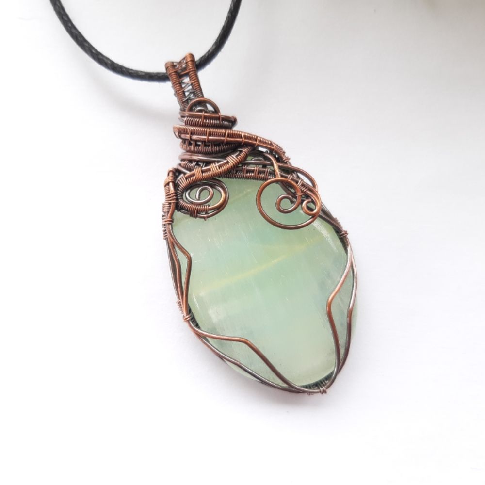 Bloodstone and Copper Wire Wrapped Pendant